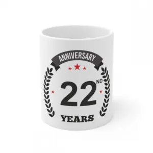 Ceramic 22nd Anniversary Printed Coffee Mug (Color: White, Capacity:330ml)