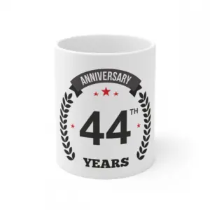 Ceramic 44th Anniversary Printed Coffee Mug (Color: White, Capacity:330ml)