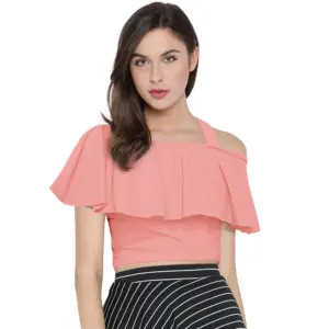 Women's Western Wear Hosiery Crop Top (Peach)