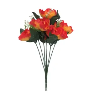 Artificial Flowers Bunch Bouquet Of 7 Poppy Flowers For Home Decoration (Orange, Material:Silk, Polyester)