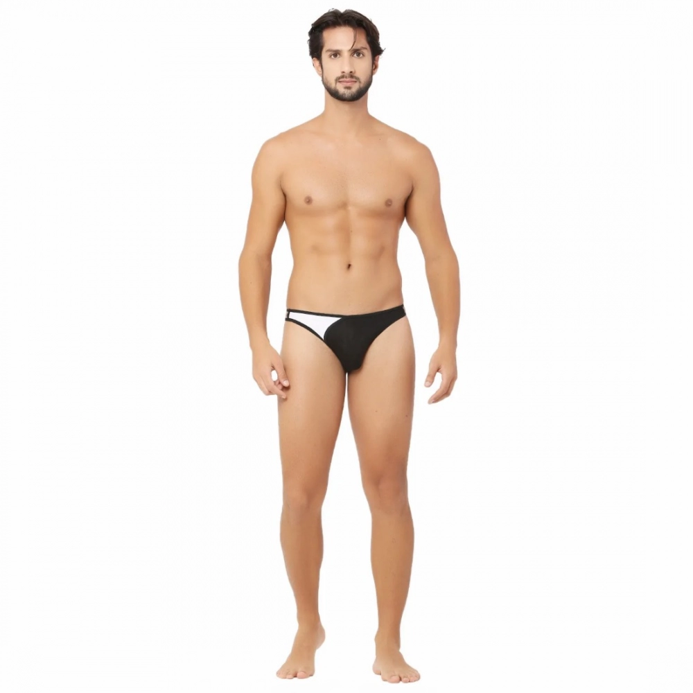 Men's Cotton Spandex Lace Thong Consists Of Two Strings Underwear (Black And White) - Image 2