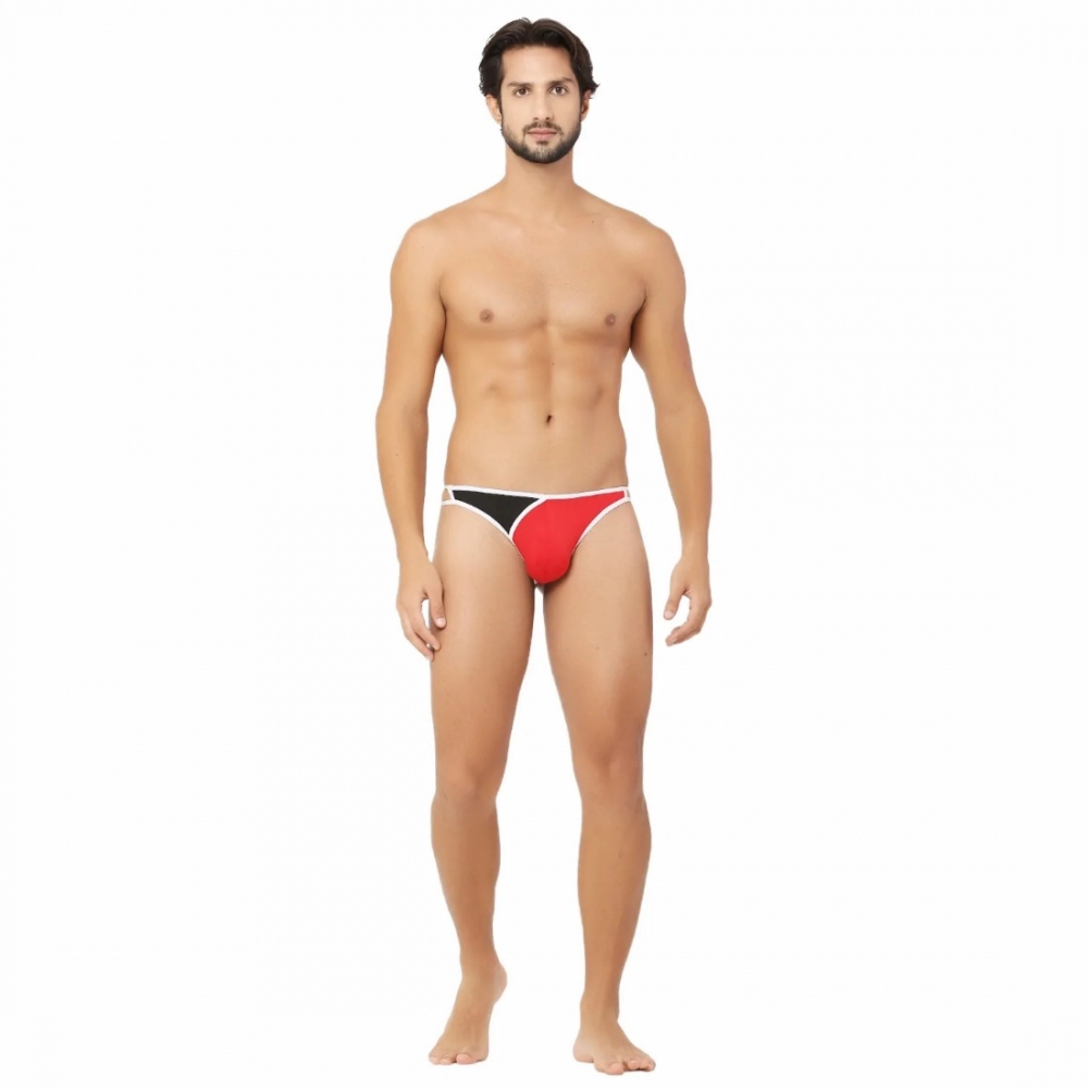 Men's Cotton Spandex Men??S Lace Thong Consists Of Two Strings. Underwear (Red And Black) - Image 2