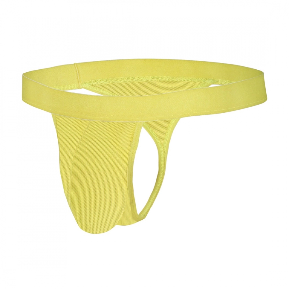 Men's Nylon Side String Trough Thong Underwear (Daisy Yellow) - Image 2
