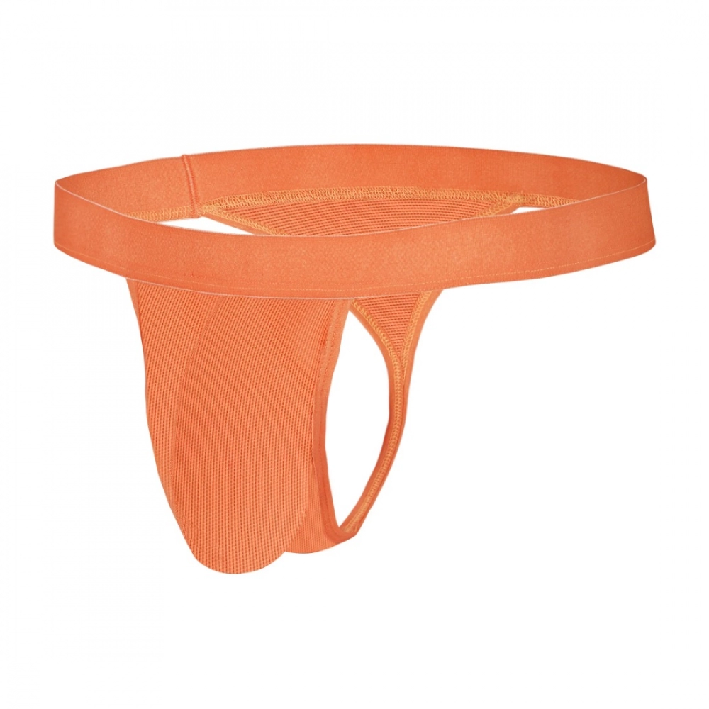Men's Nylon String Side Briefs Underwear (Tiger Orange) - Image 2