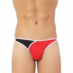 Men's Cotton Spandex Men??S Lace Thong Consists Of Two Strings. Underwear (Red And Black)