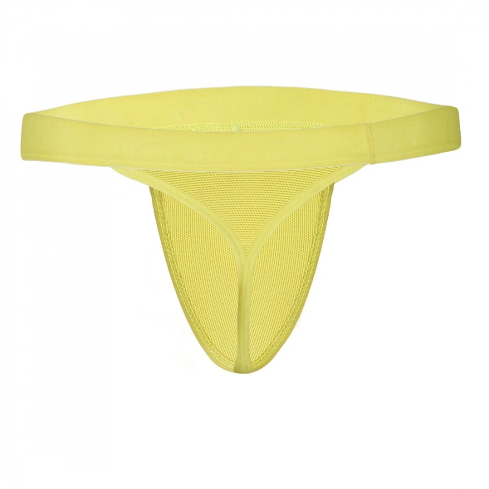 Men's Nylon Side String Trough Thong Underwear (Daisy Yellow) - Image 4