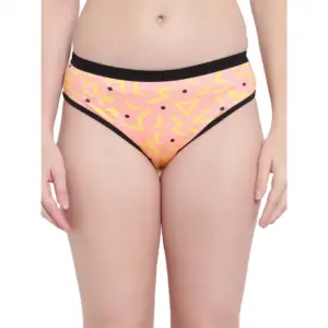 Women's Cotton Printed Bikini Panty (Light Orange)