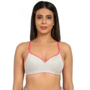 Women's Cotton Blend Lightly Padded Bra With Three Fourth Coverage (Light Grey)
