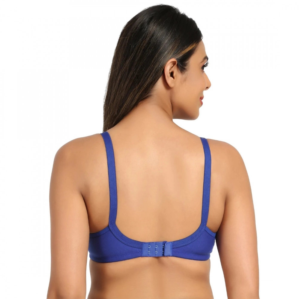 Women's Cotton Blend Mother Care Full Coverage Feeding Bra Non Padded (Blue) - Image 5