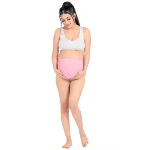 Women's Cotton Blend Adjustable Band Maternity Panty (Light Pink)
