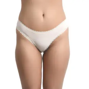 Women's Nylon Spandex Mid Waist Nude Hip Cut Brazilian Bikini Panty (Nude)