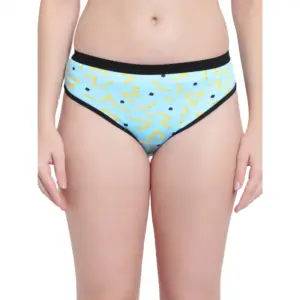 Women's Cotton Printed Bikini Panty (Light Blue)