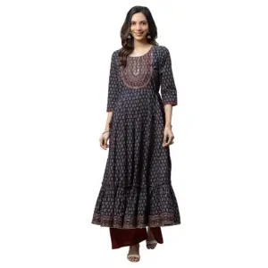 Women's Cotton Sequins Tunic Kurti (Blue, Cotton)