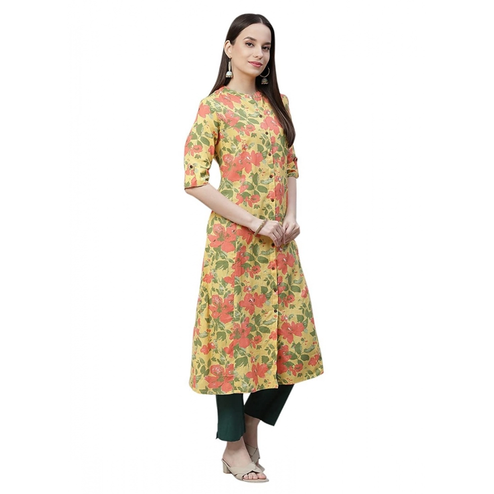 Women's Cotton Printed Flex Kurti (Yellow, Cotton) - Image 5