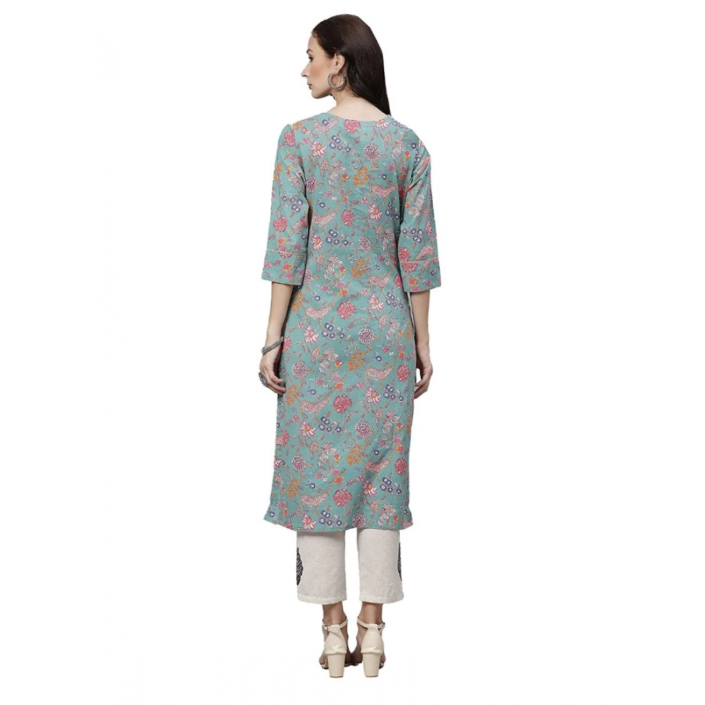 Women's Cotton Printed Straight Kurti (Multicolor, Cotton) - Image 2