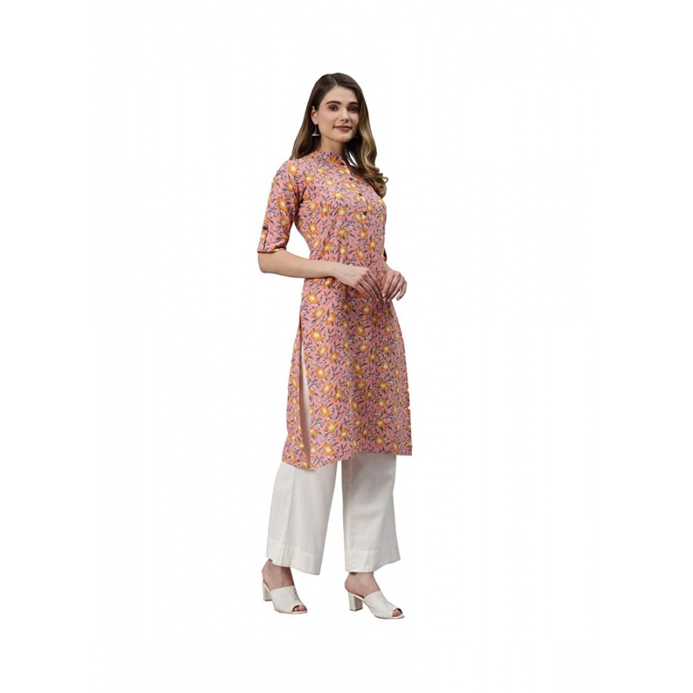 Women's Cotton Printed Straight Kurti (Pink, Cotton) - Image 5