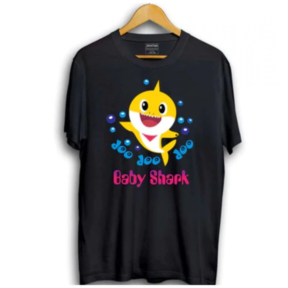 Boys Cotton Baby Shark Half Sleeve TShirt (Black) - Image 2