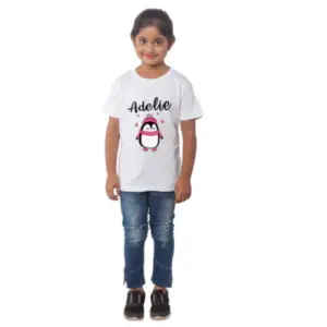 Girls Cotton Adelie Half Sleeve TShirt (White)