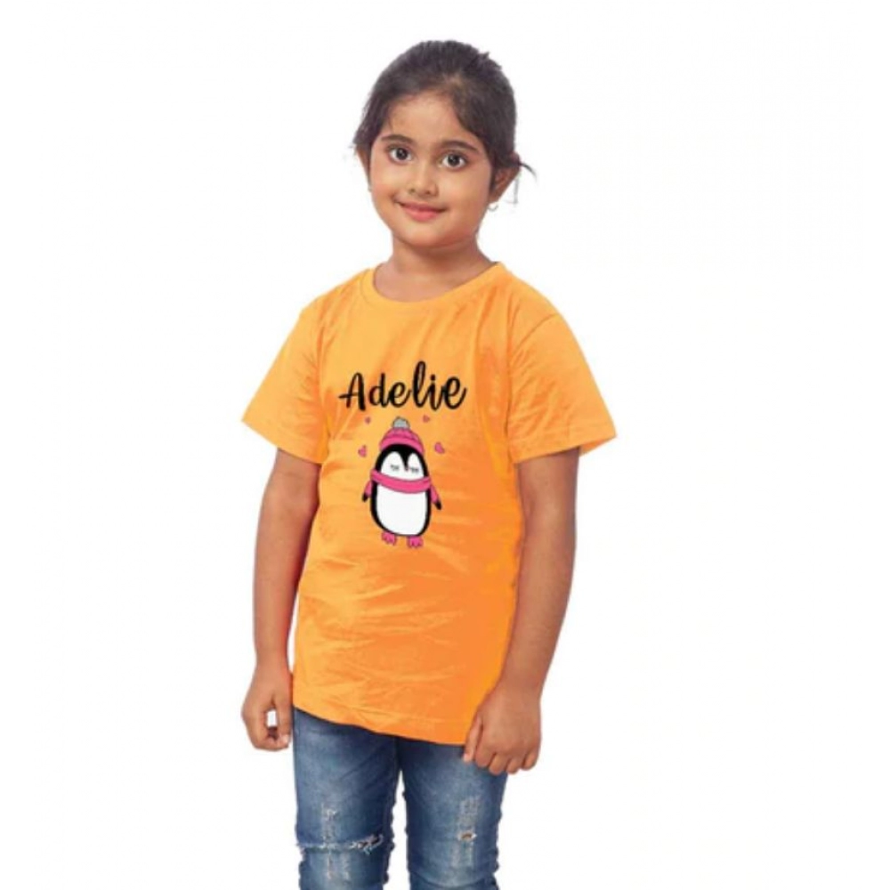 Girls Cotton Adelie Half Sleeve TShirt (Mustard) - Image 4