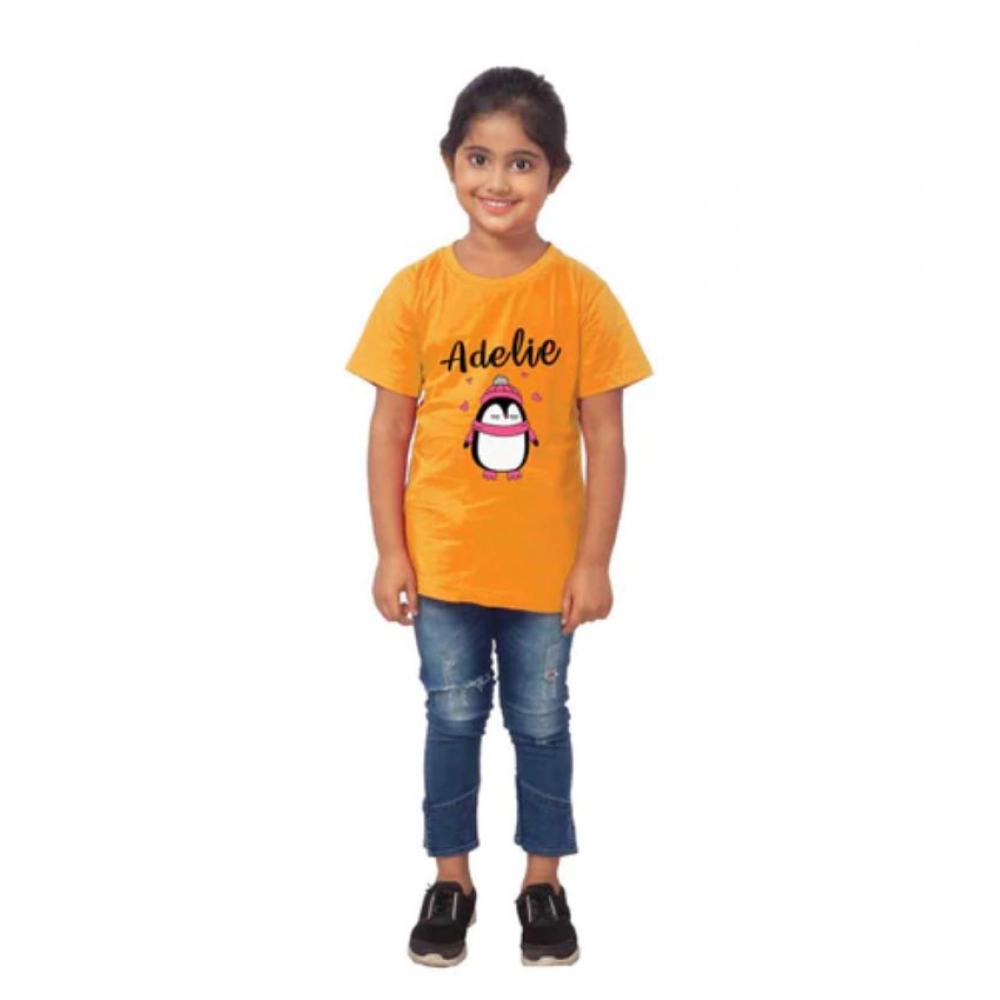 Girls Cotton Adelie Half Sleeve TShirt (Mustard)