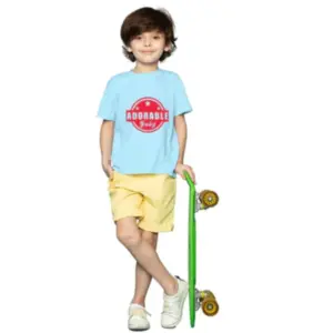 Boys Cotton Adorable Baby Half Sleeve TShirt (Sky Blue)