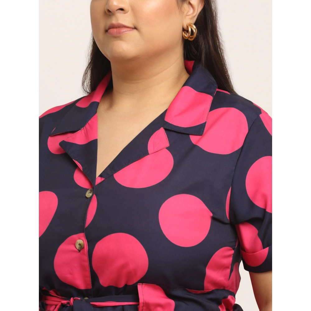 Women's Crepe Printed Knee Length Fit and Flare Dress (Multi) - Image 3