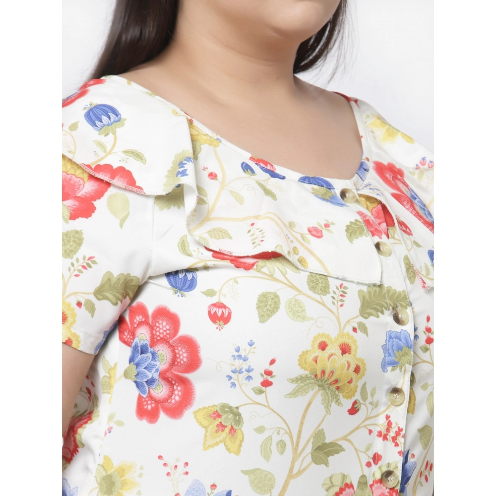 Women's Crepe Printed Knee Length Fit and Flare Dress (Multi) - Image 4