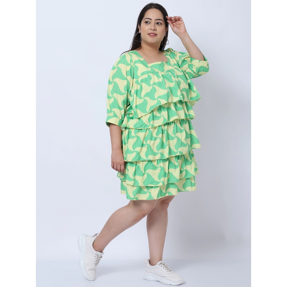 Women's Crepe Printed Knee Length Fit and Flare Dress (Multicolor) - Image 4