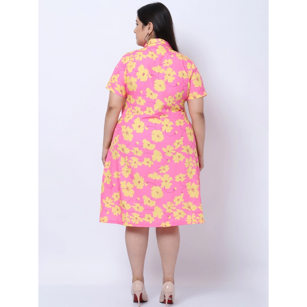 Women's Crepe Printed Knee Length Fit and Flare Dress (Multicolor) - Image 2