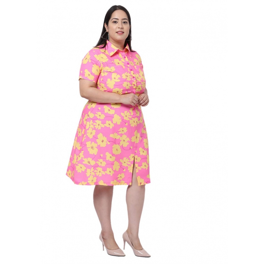 Women's Crepe Printed Knee Length Fit and Flare Dress (Multicolor) - Image 7