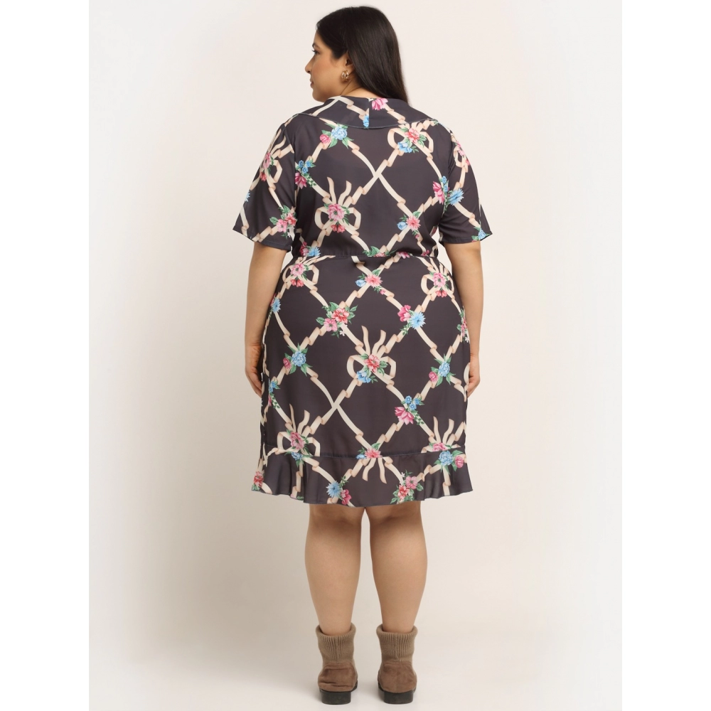 Women's Crepe Printed Knee Length Fit and Flare Dress (Multi) - Image 2