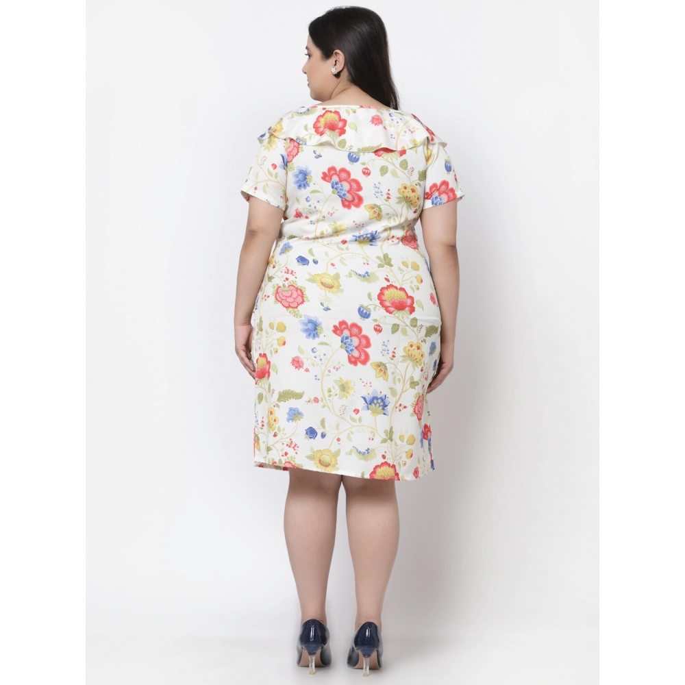 Women's Crepe Printed Knee Length Fit and Flare Dress (Multi) - Image 2