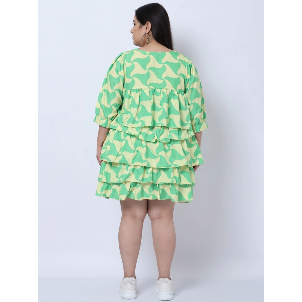 Women's Crepe Printed Knee Length Fit and Flare Dress (Multicolor) - Image 2