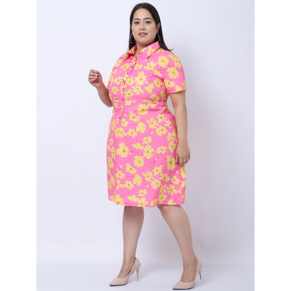 Women's Crepe Printed Knee Length Fit and Flare Dress (Multicolor) - Image 3