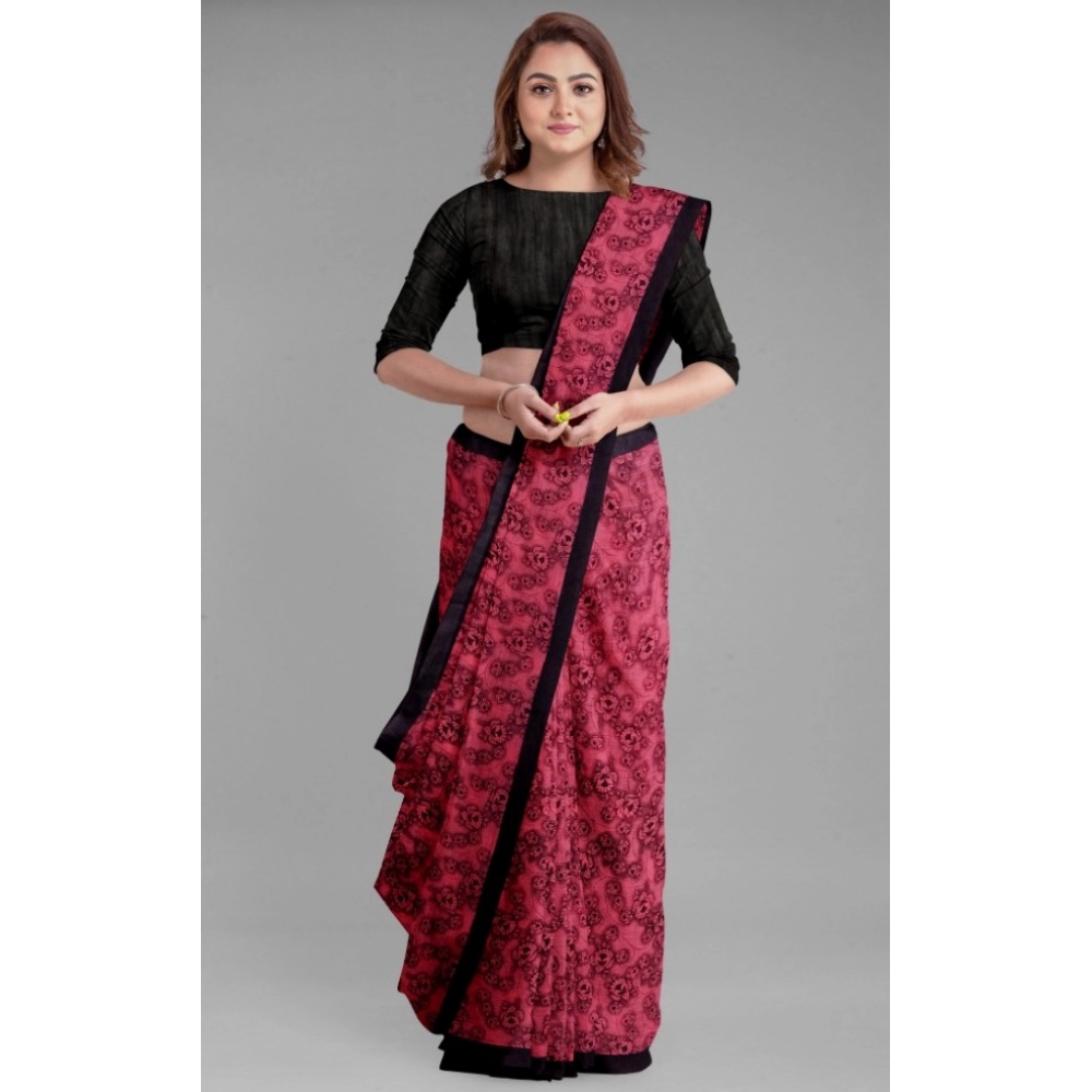 Women's Super Line Saree with Blouse (Gajari, 5-6 Mtrs) - Image 4