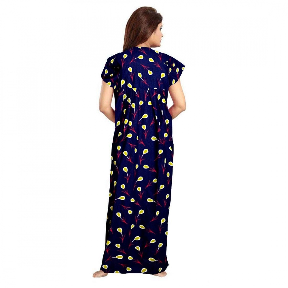 Women's Cotton Printed Maxi Nighty (Purple) - Image 3
