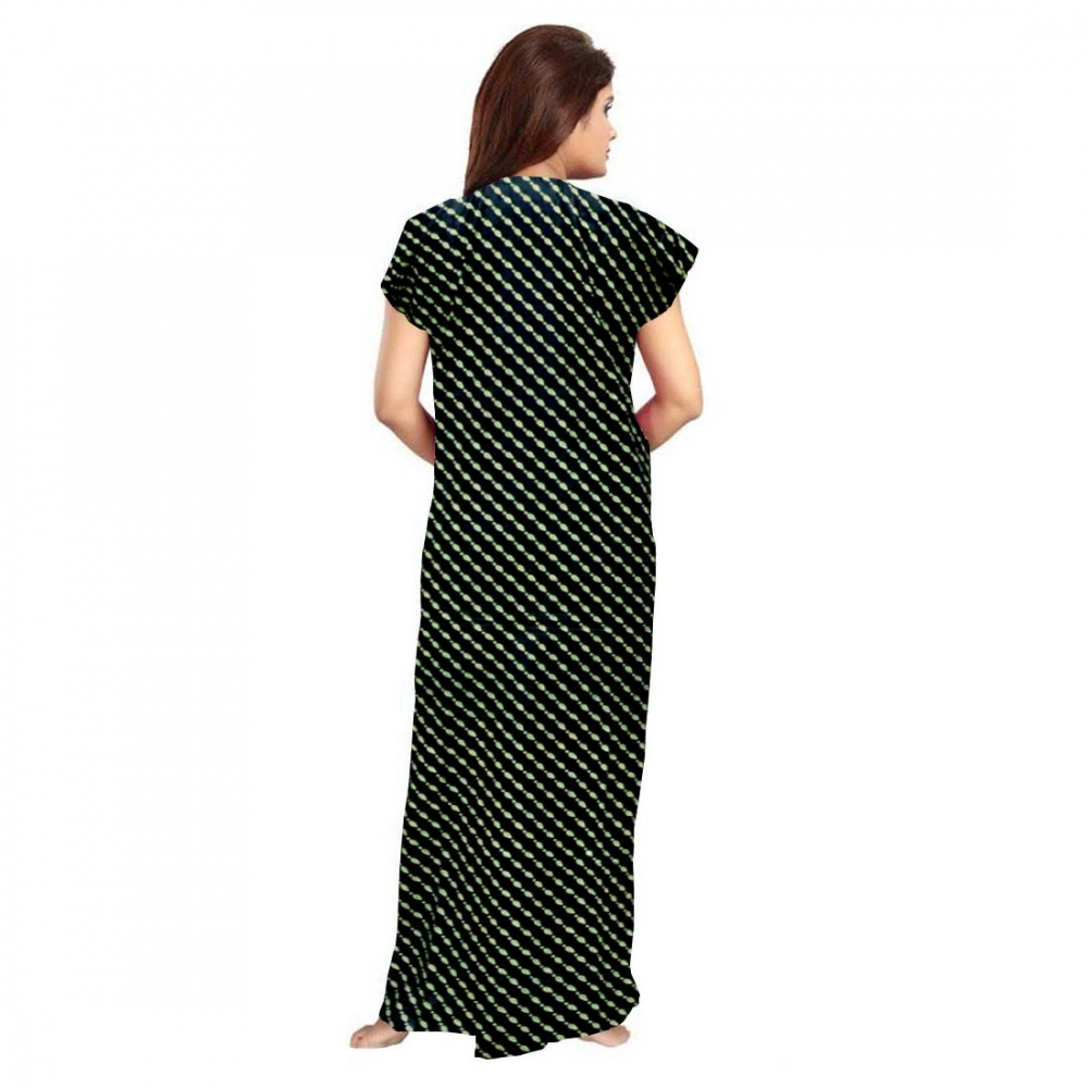 Women's Cotton Printed Maxi Nighty (Green) - Image 3