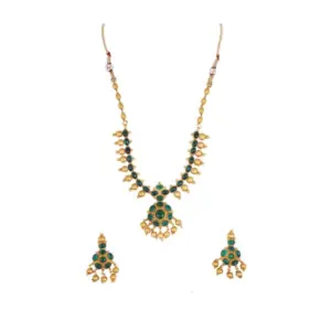 Women's Elegent And Stylish Kampu Necklace Set (Green, Free Size)