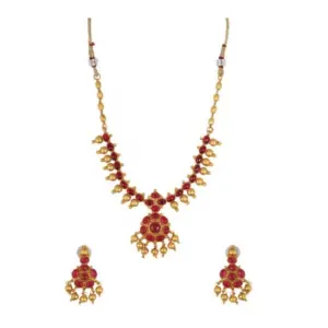 Women's Elegent And Stylish Kampu Necklace Set (Red, Free Size)