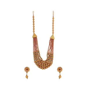 Women's Ethnic Five Layer Brass Mala With Crystal For Women And Girls (Multi Color, Free Size)