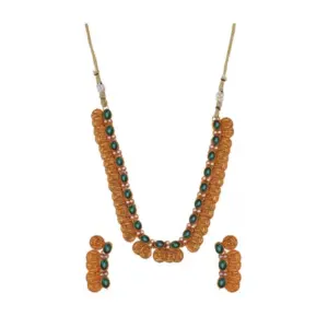 Women's Elegent Laxmi Coin Shape Jewellery Chowker Set (Green, Free Size)