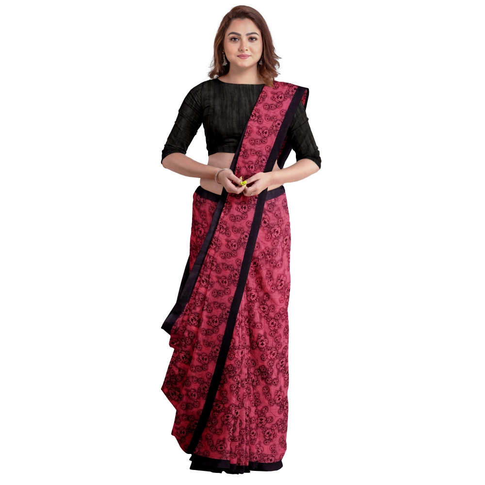 Women's Super Line Saree with Blouse (Gajari, 5-6 Mtrs)