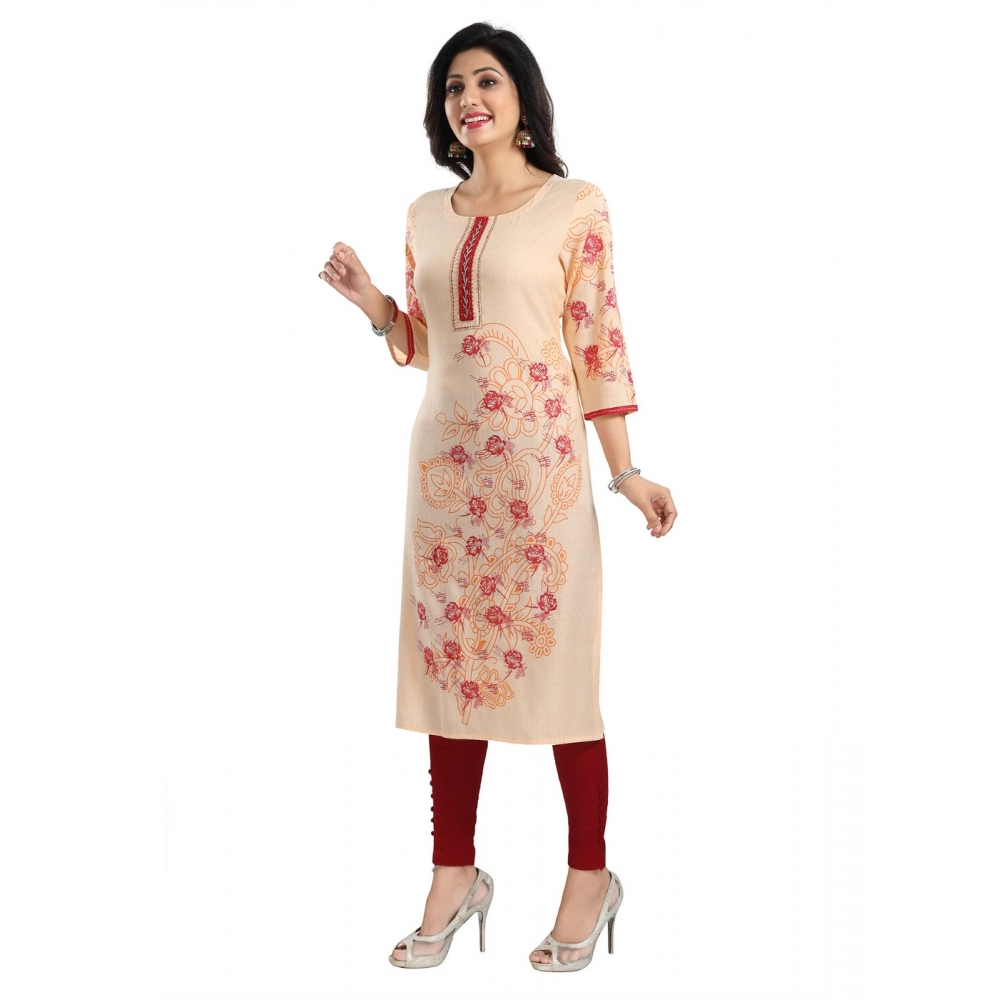 Women's 3/4th Sleeve Viscose Blend Tunic Long Kurti (Pink) - Image 3