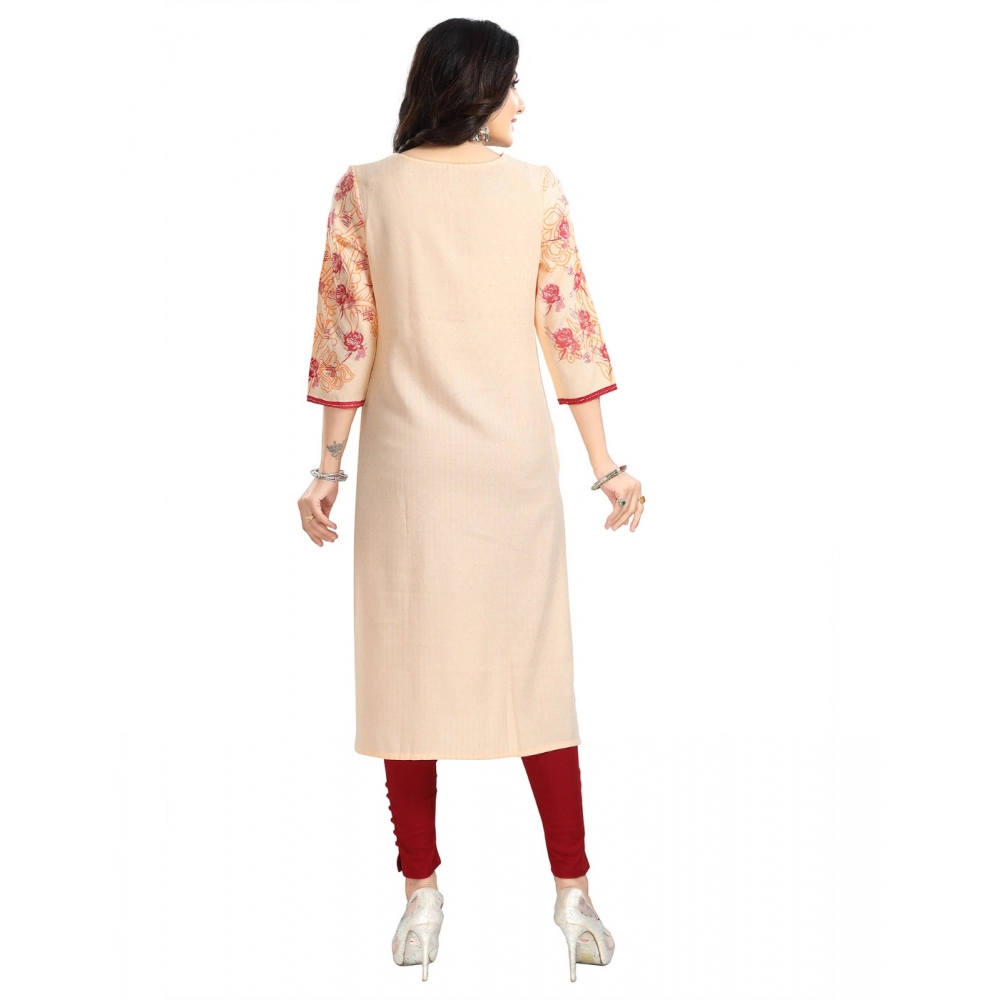 Women's 3/4th Sleeve Viscose Blend Tunic Long Kurti (Pink) - Image 6