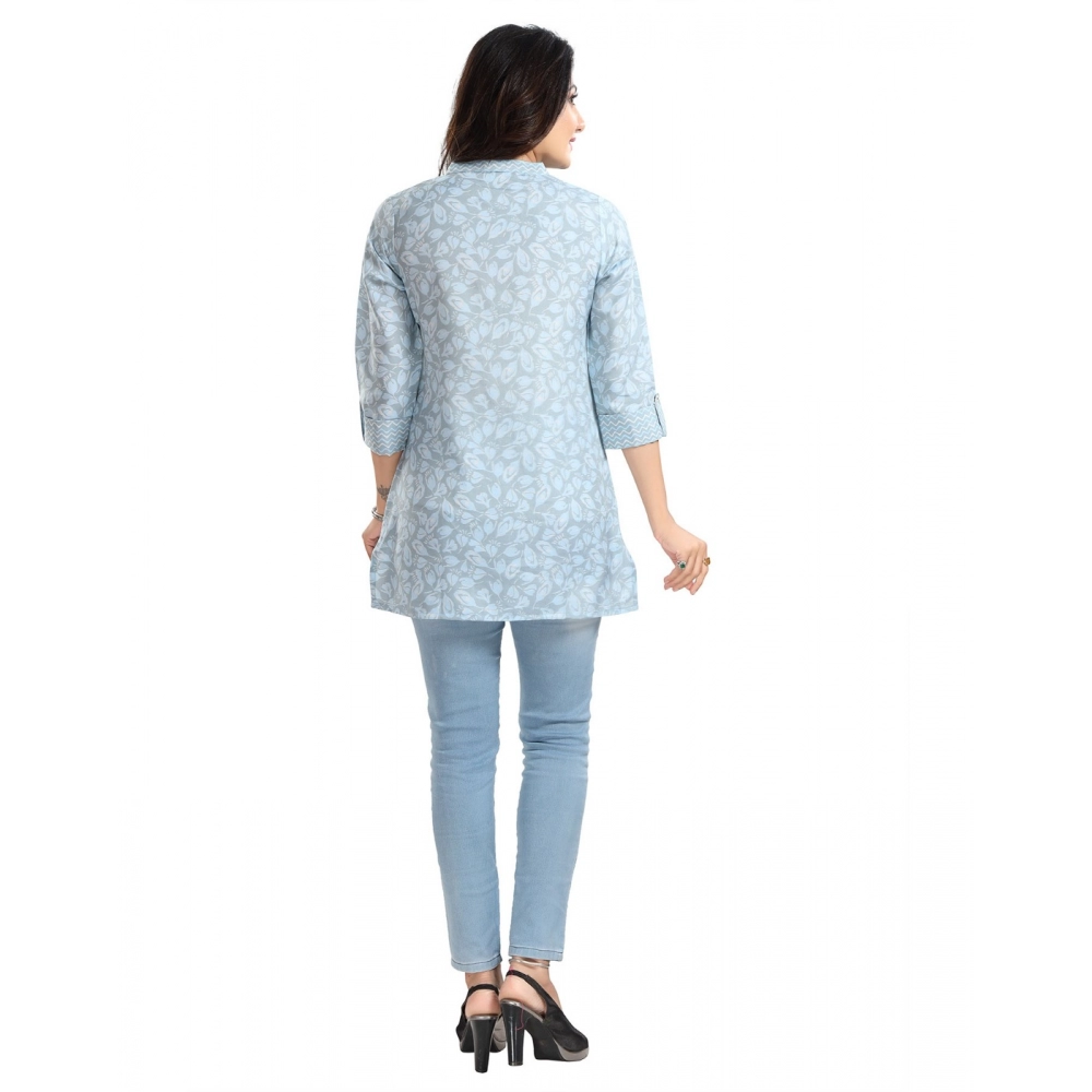 Women's 3/4th Sleeve Viscose Blend Tunic Short Top (Blue) - Image 6