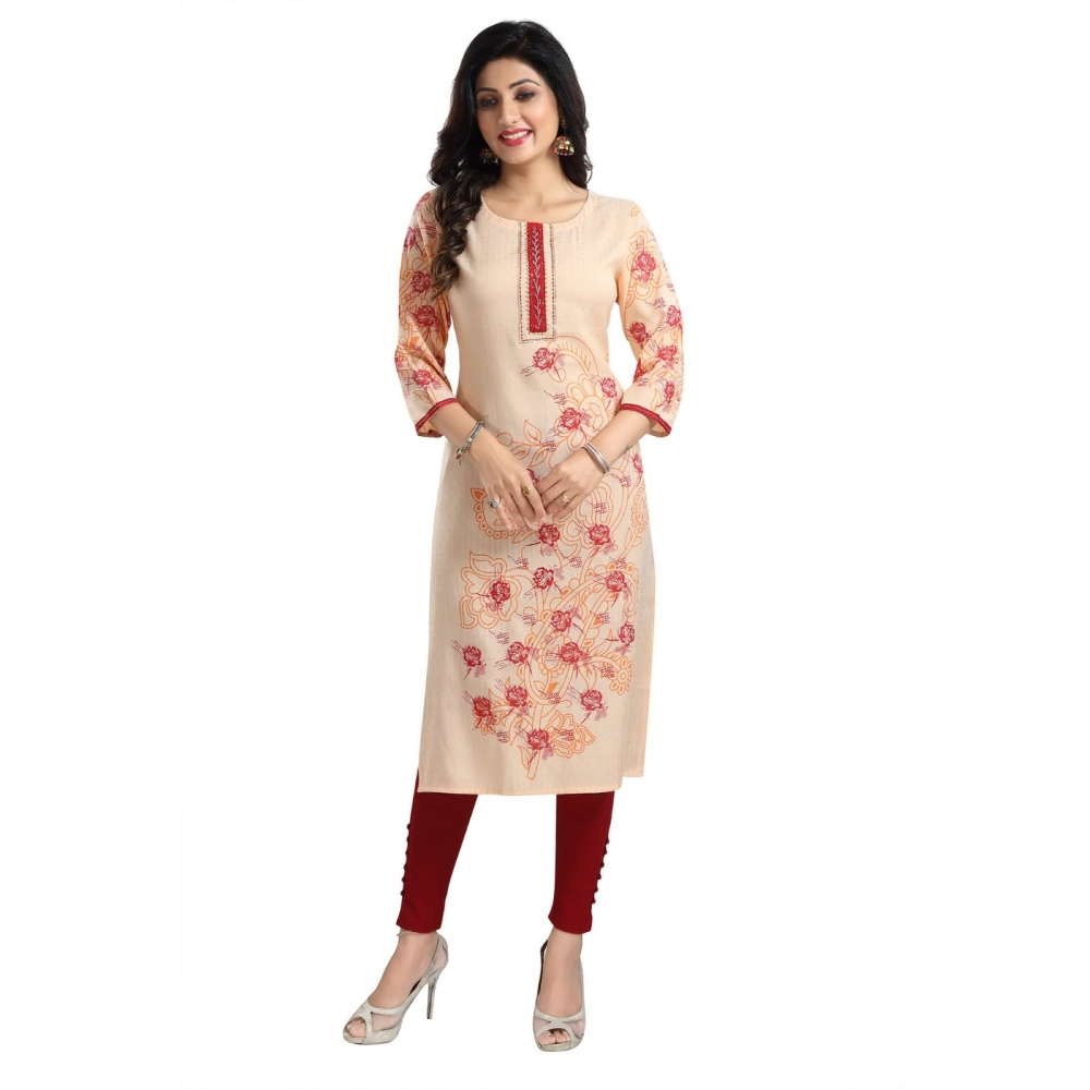 Women's 3/4th Sleeve Viscose Blend Tunic Long Kurti (Pink) - Image 4