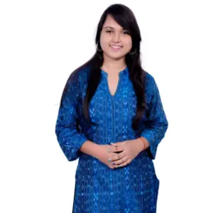Women's Sambalpuri Certified Handloom Cotton A-Line Kurti (Blue)