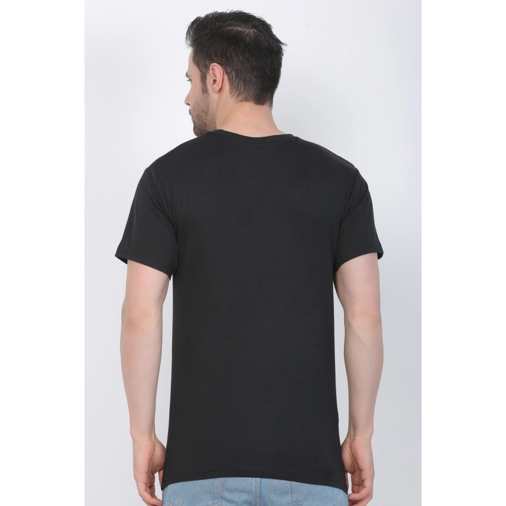 Men's Cotton Jersey Round Neck Printed Tshirt (Black) - Image 2