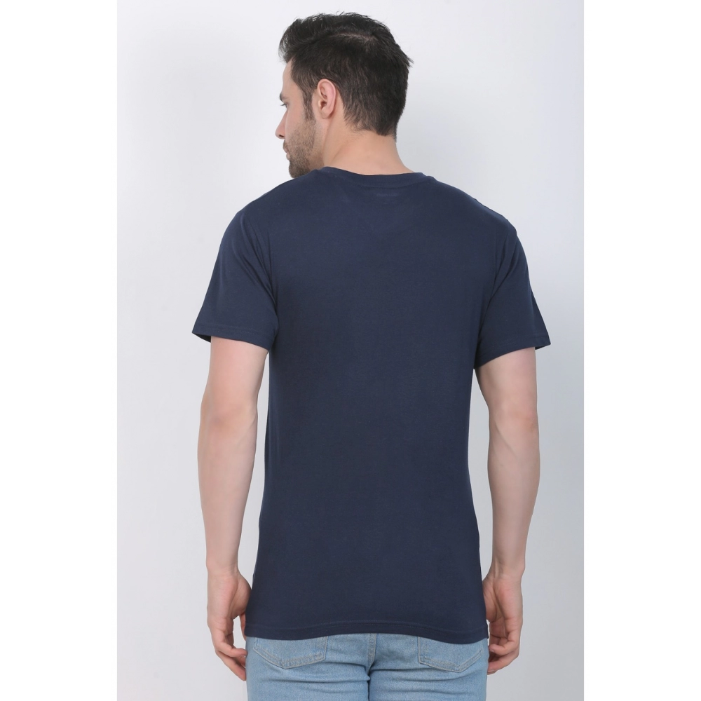 Men's Cotton Jersey Round Neck Plain Tshirt (Navy) - Image 2