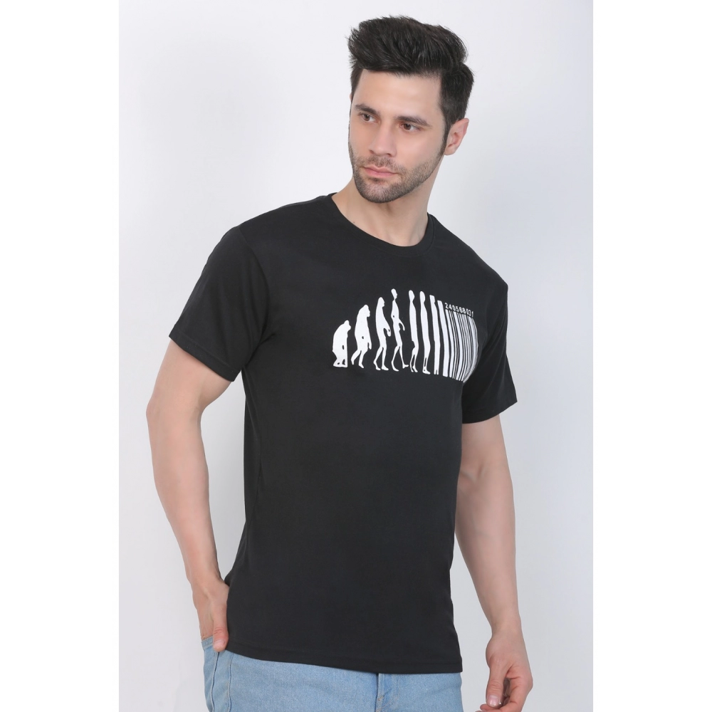 Men's Cotton Jersey Round Neck Printed Tshirt (Black) - Image 6